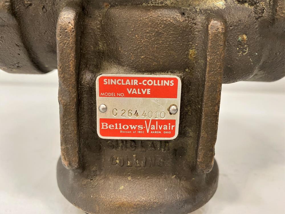 Sinclair-Collins Bellows Valvair 1-1/4" Control Valve, Brass C2644010